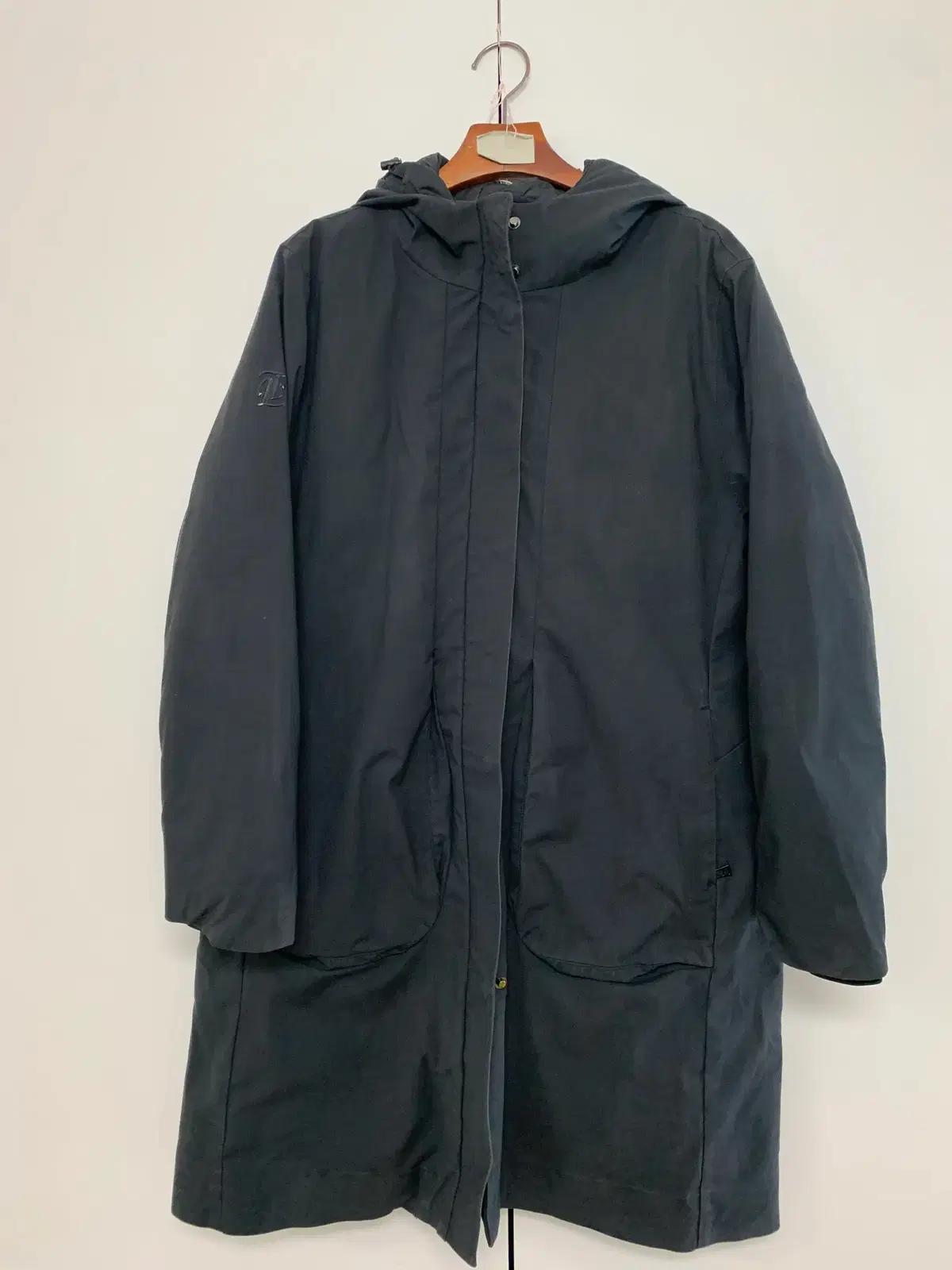 남성 래인바이 RAINBY 롱패딩 자켓 100 블랙 후드 롱코트형 패딩