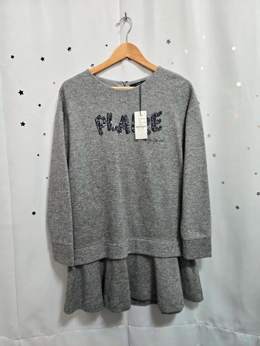 새상품 리스트 회색 플레어 니트 원피스 66