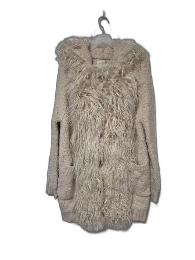 오즈세컨O2ND 정품 오트밀 양털 여성 겨울 여자니트코트자켓85