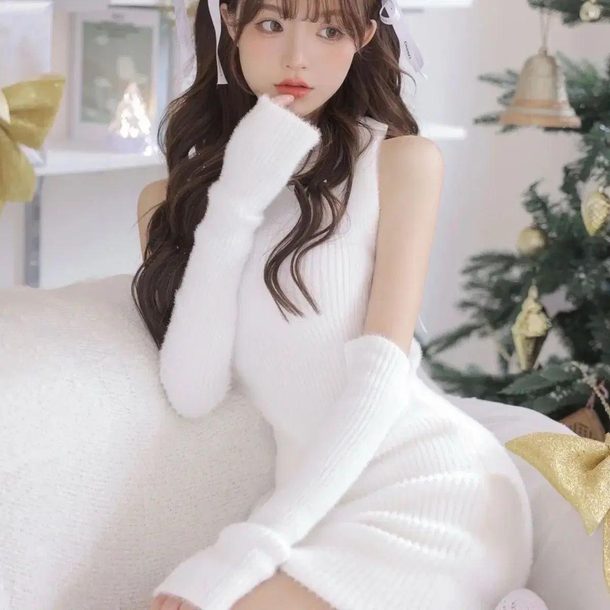 밍크 니트 라이크 원피스 힙업 원피스 소매 세트