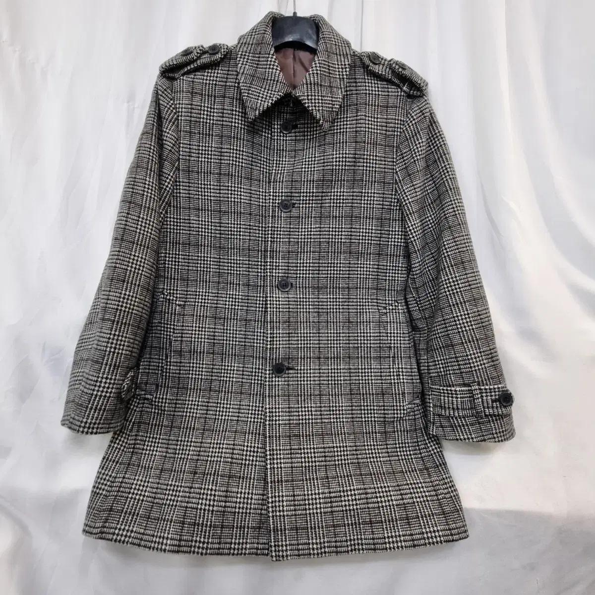 BASSOWICUS남성모직체크무늬하프 코트95