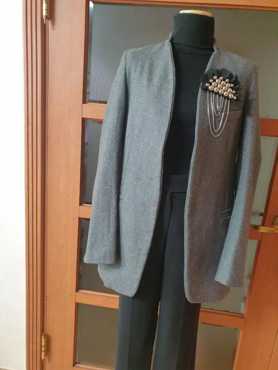 (드라이완료)스타일난다 제작 노카라 모직자켓 그레이