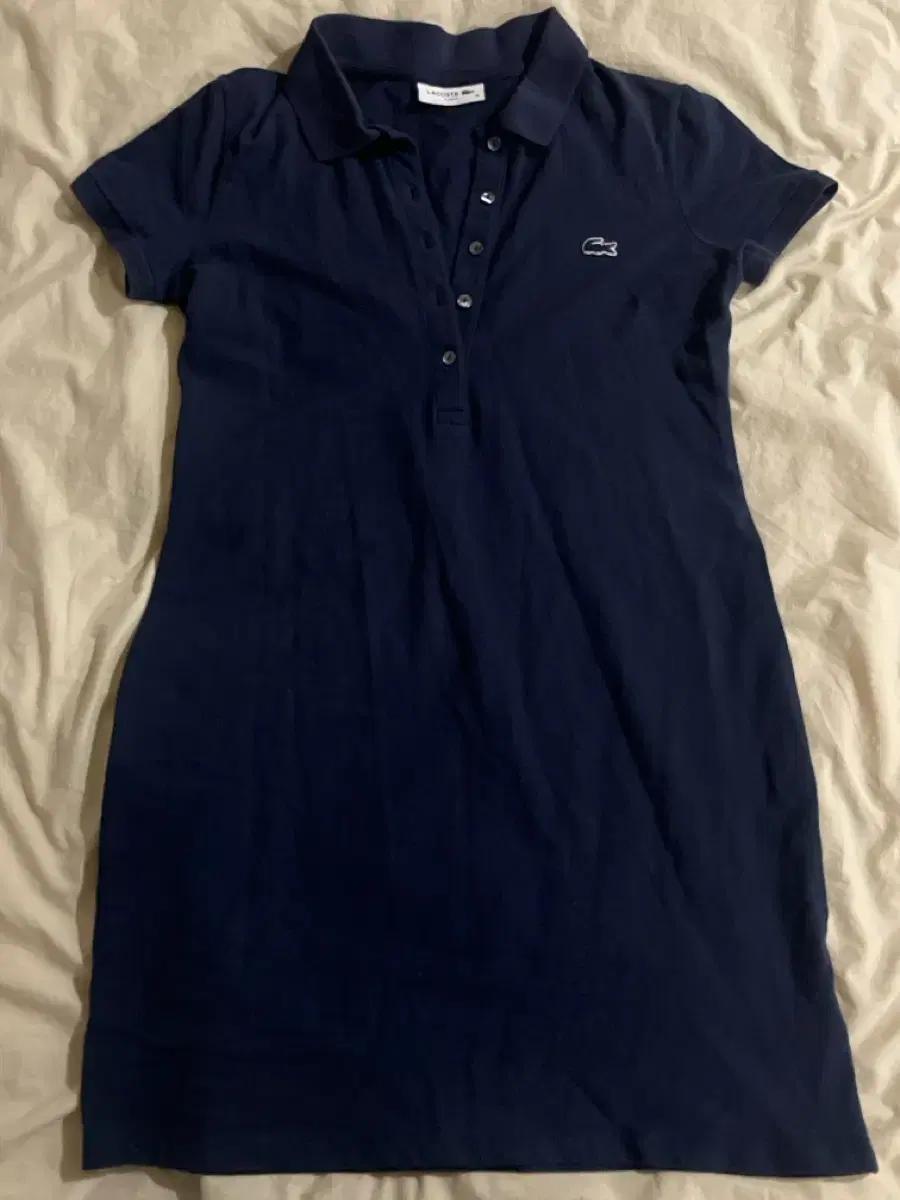 라코스테 여성 슬림핏 반팔 폴로 원피스 네이비 36 사이즈