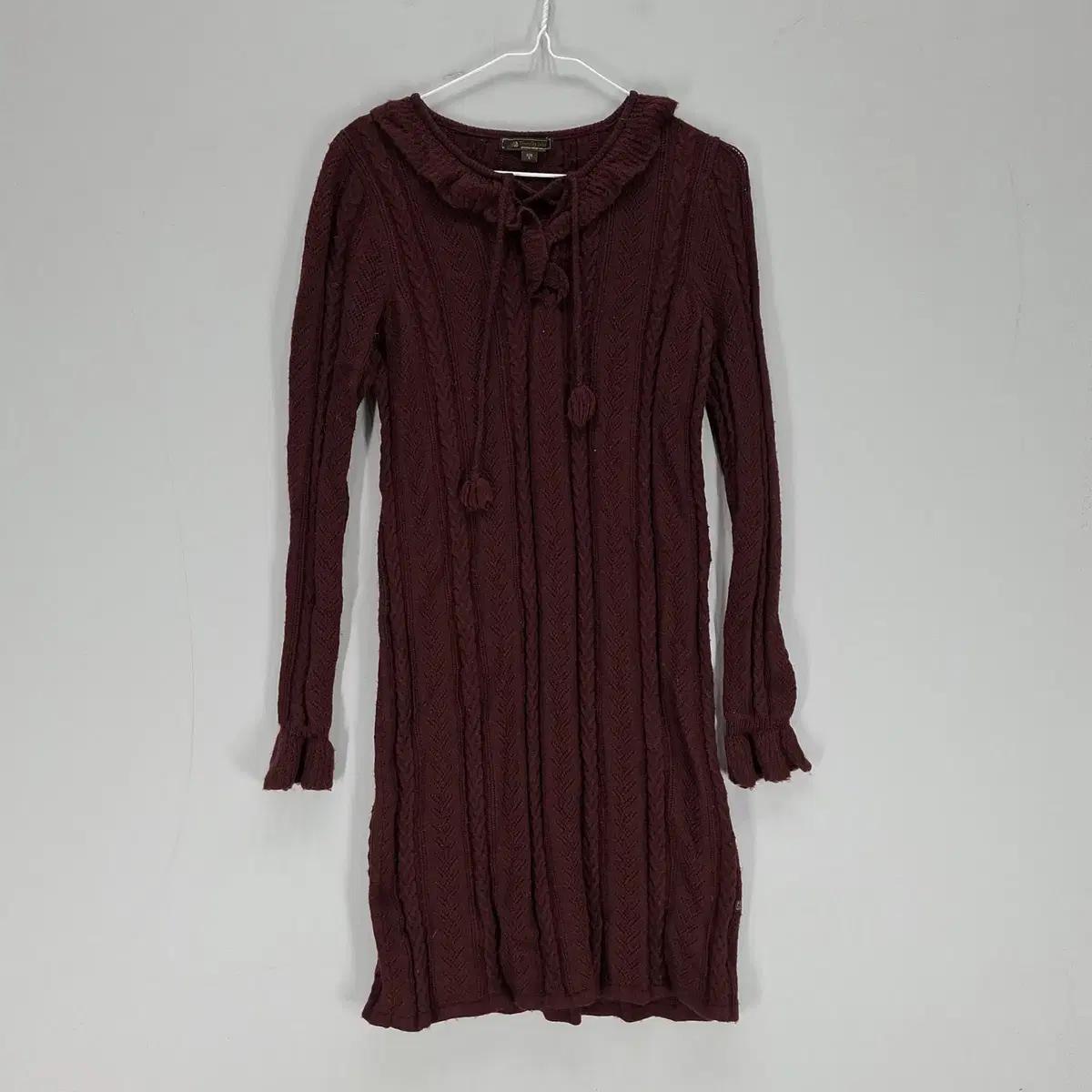 써스데이아일랜드 여85 니트원피스 봄가을 버건디 64851