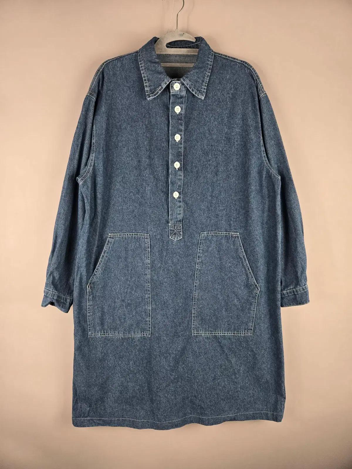 [무료배송]여성 F 루즈핏 데님 셔츠 롱 원피스