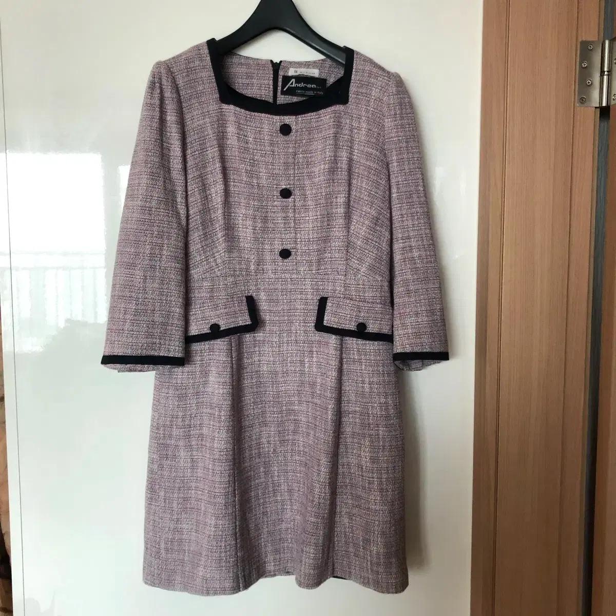 잇미샤 21년 트위드 스퀘어넥 이태리 원피스 결혼식 하객룩 경조사