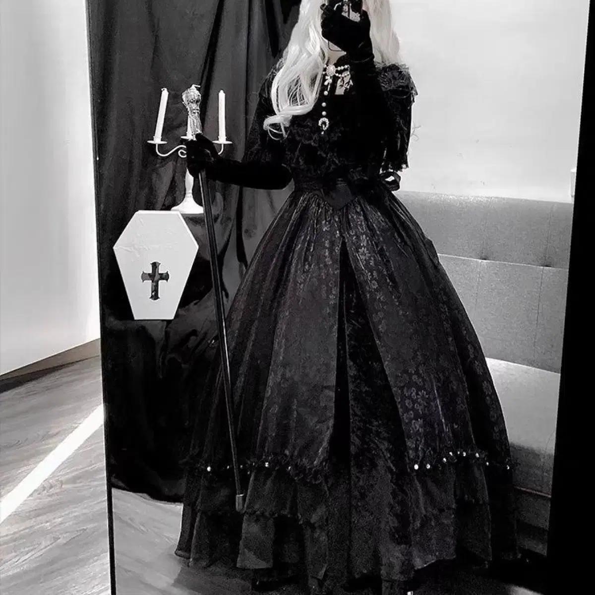 고딕 빈티지 로리타 패션 드레스 원피스 소매 세트