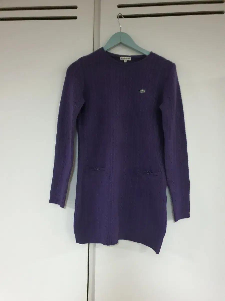 라코스테 퍼플 케이블 니트 원피스