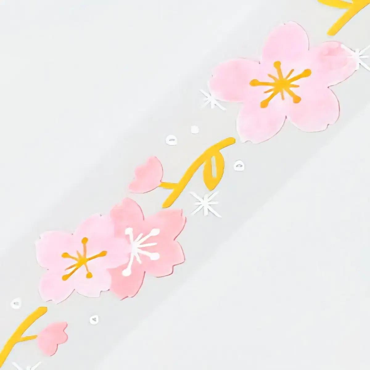 일본 다꾸 BGM PET 투명 벚꽃 마스킹 테이프