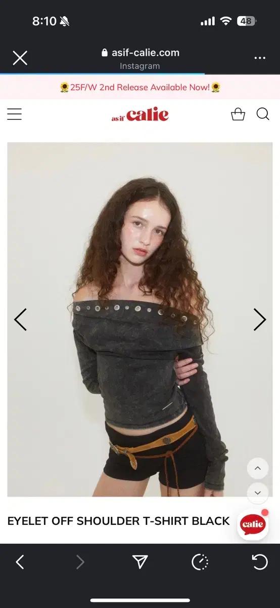 as if calie 아일렛 오프숄더 티셔츠 블랙