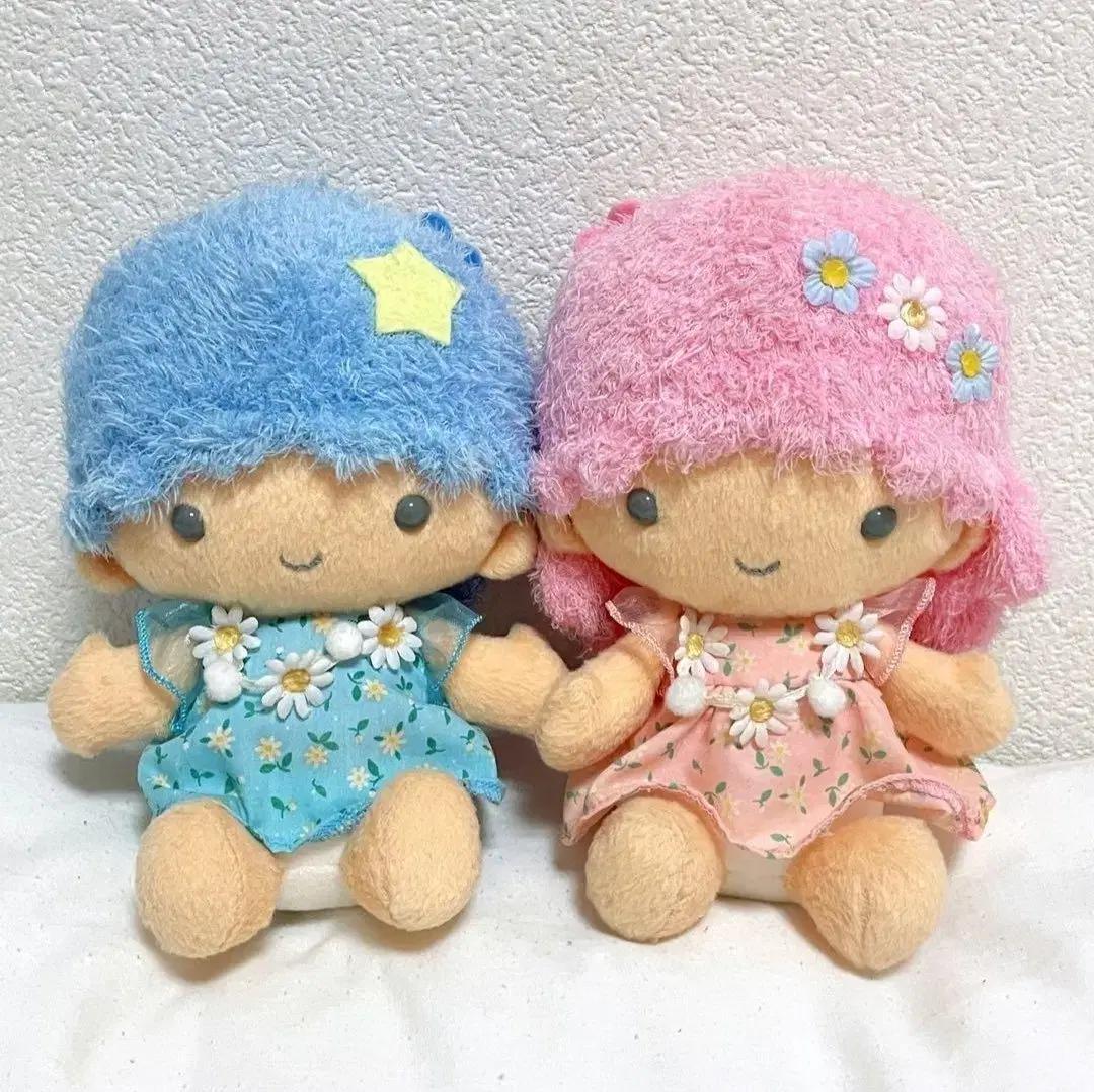 산리오 레트로 고전 키키라라 트윈스타 꽃무늬 원피스 인형 세트