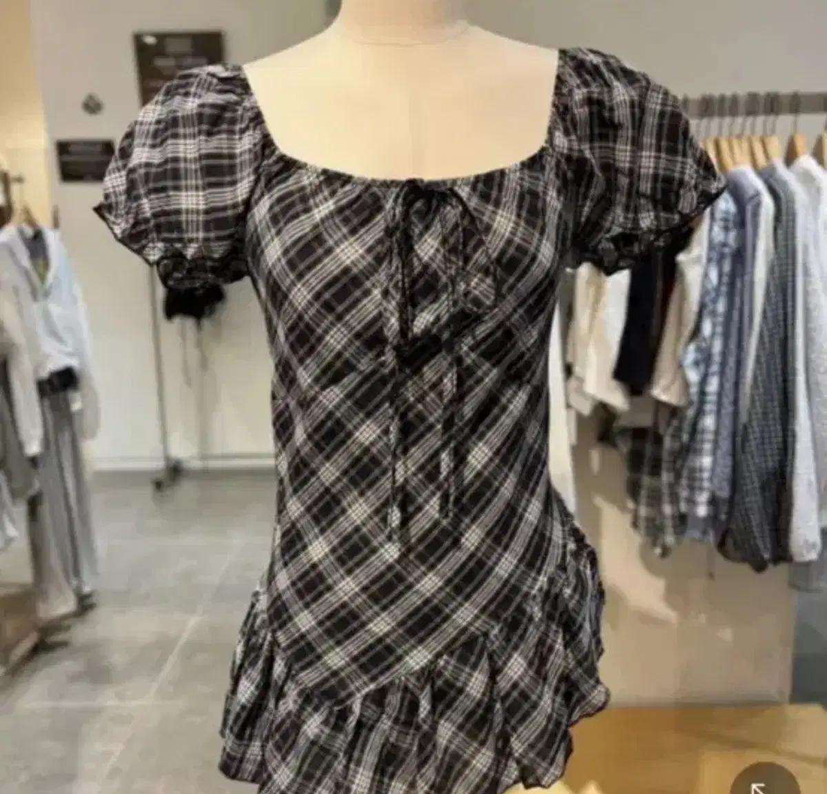 바인드비비 체크 미니 원피스