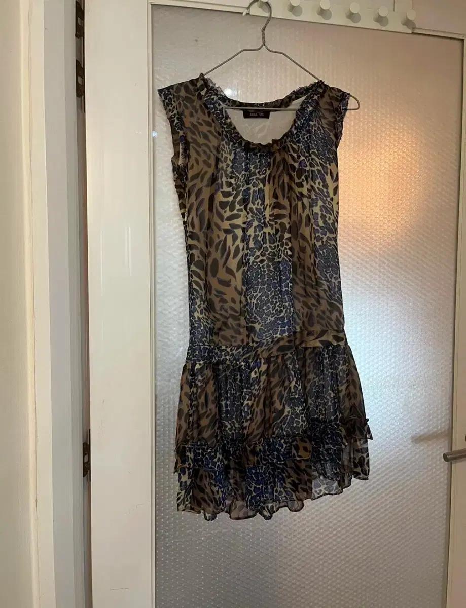 안나수이 레오파드 쉬폰 미니 원피스