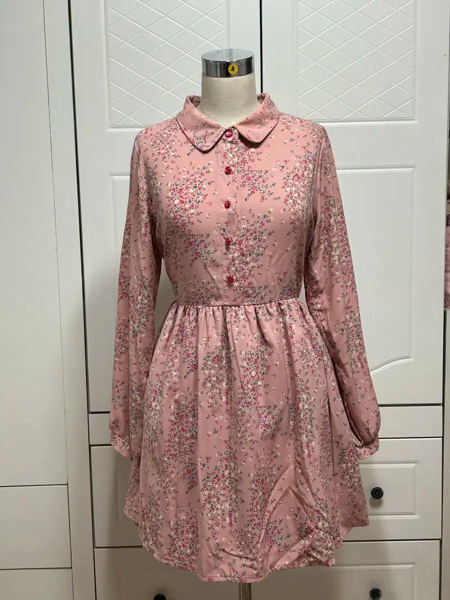 모리걸/딸기쨈 프로젝트 빈티지 잔꽃무늬 핑크 미니 원피스