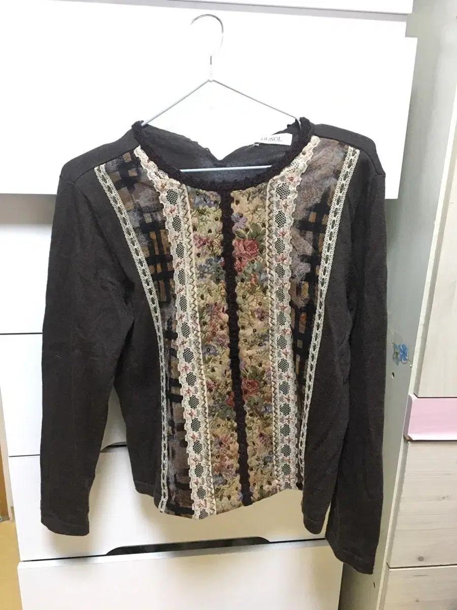 빈티지 상의 모리걸 가을 브라운 스커트 롱스커트 롱치마 체크