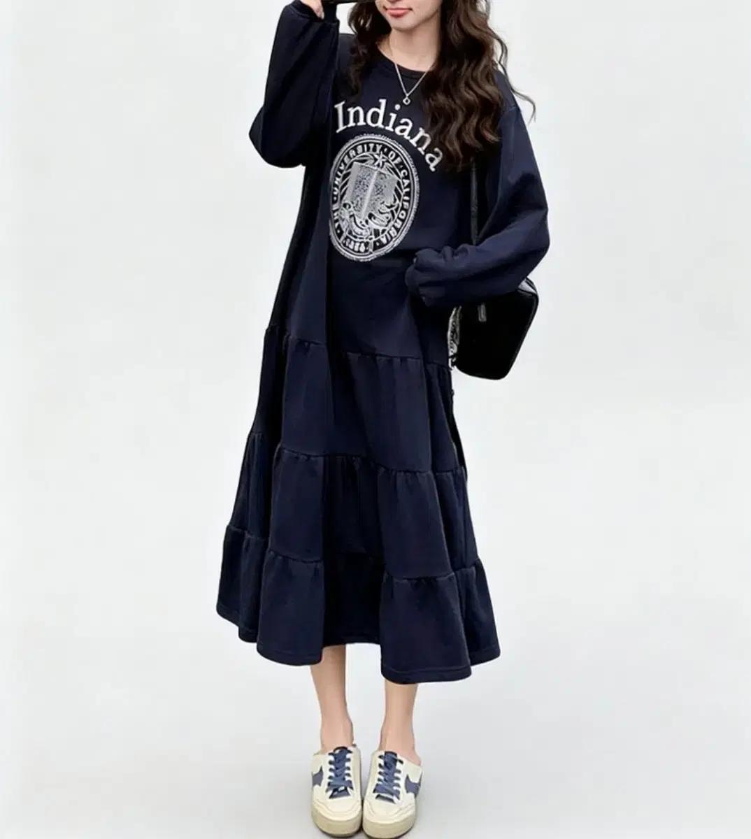 캐주얼 레터링 원피스-L