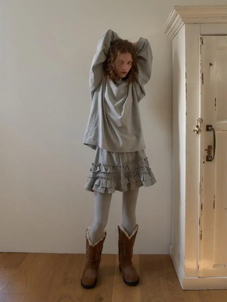 아우어솔티 Cancan Frill Mini Skirt 스커트 그레이