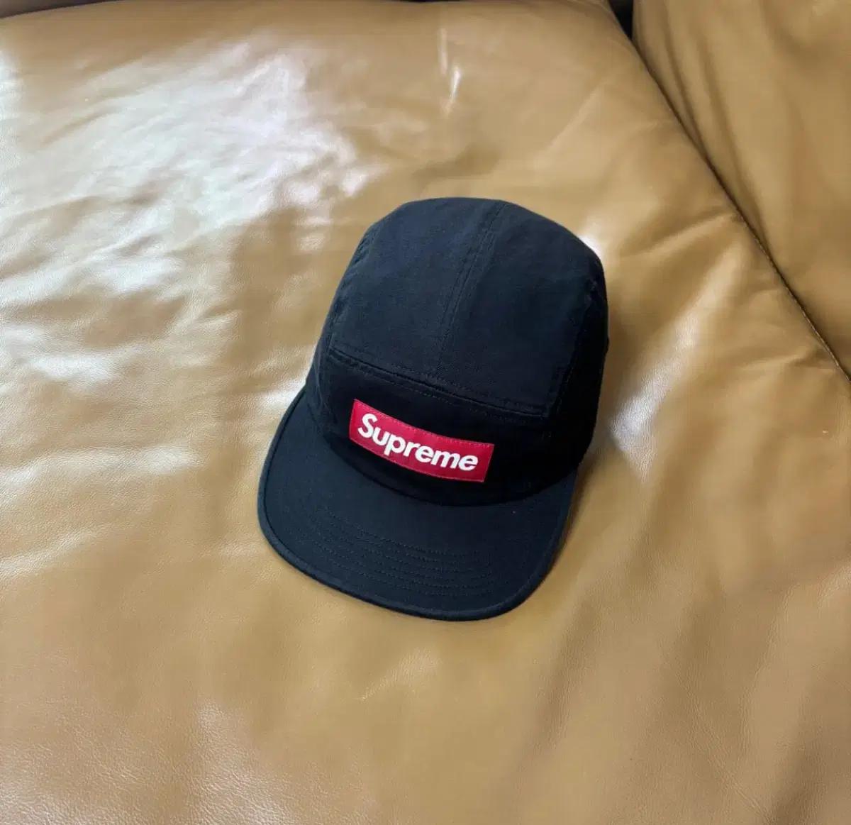 Supreme 슈프림 워시드 블랙 레드 박스로고 캠프캡 모자 Black