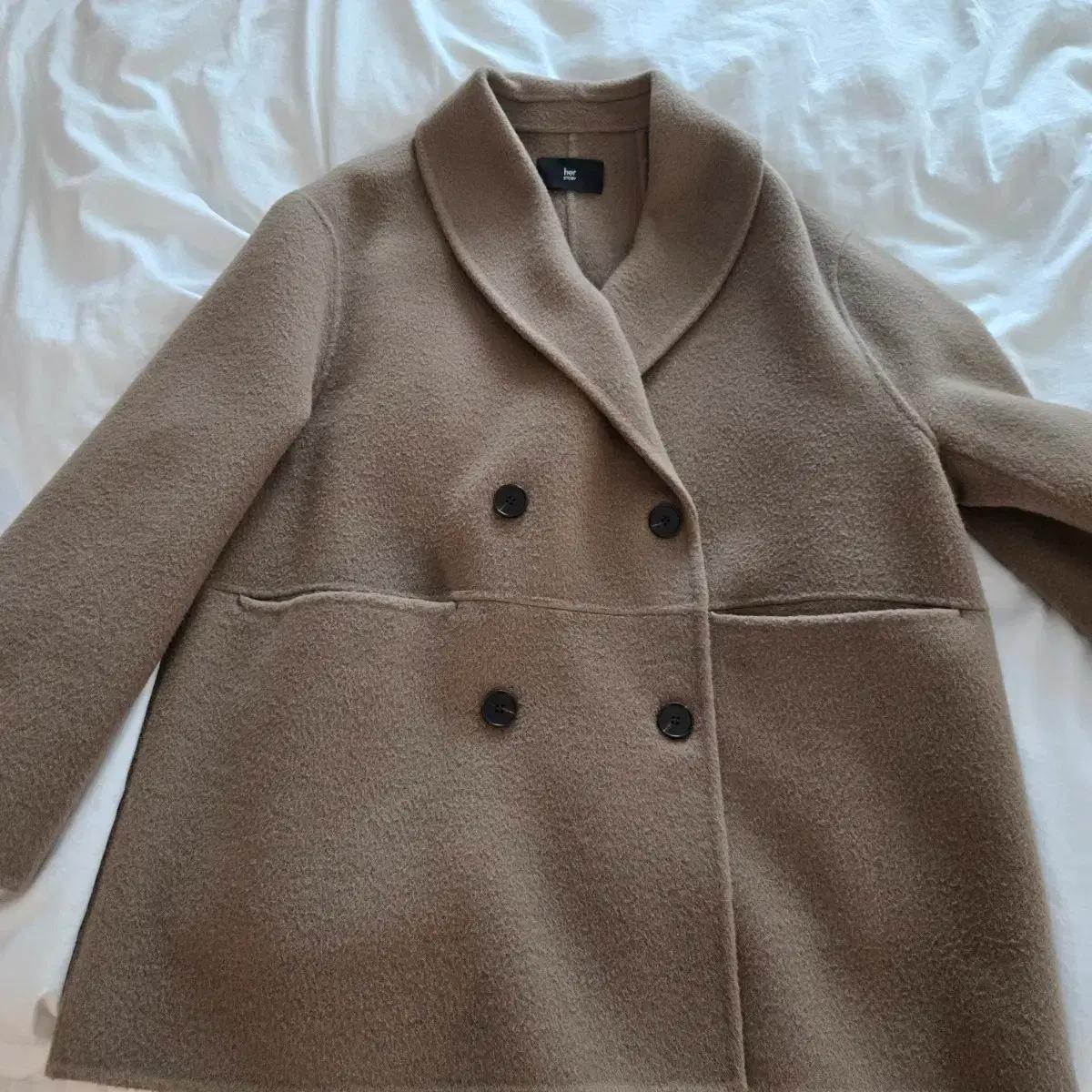 her story 숄카라 핸드메이드 울코트 베이지