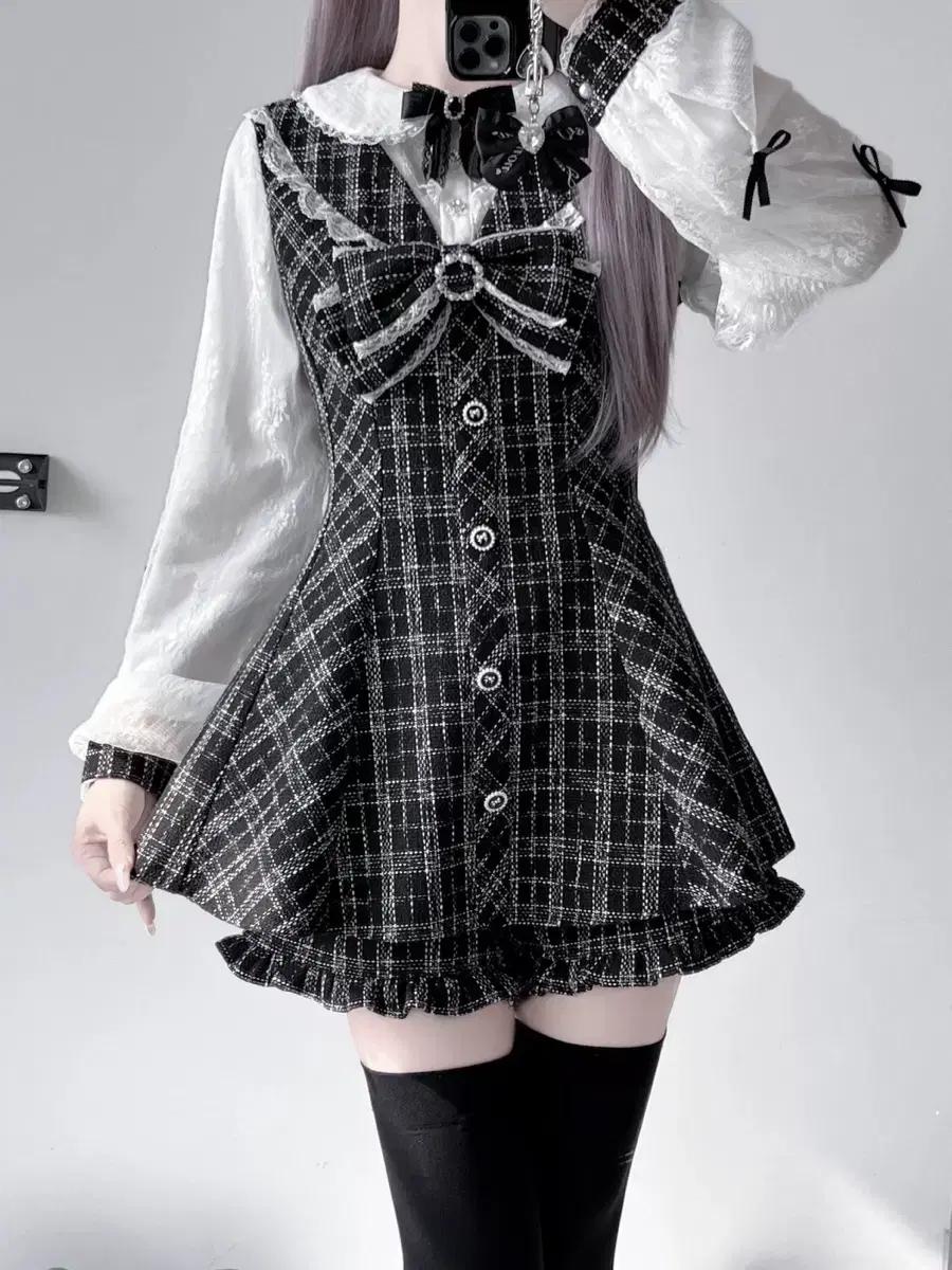 양산형 지뢰계 세트 긴팔 원피스