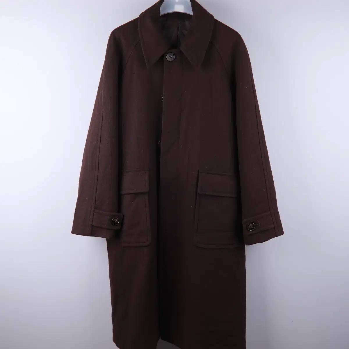 발마칸 롱 코트 브라운 세미오버핏