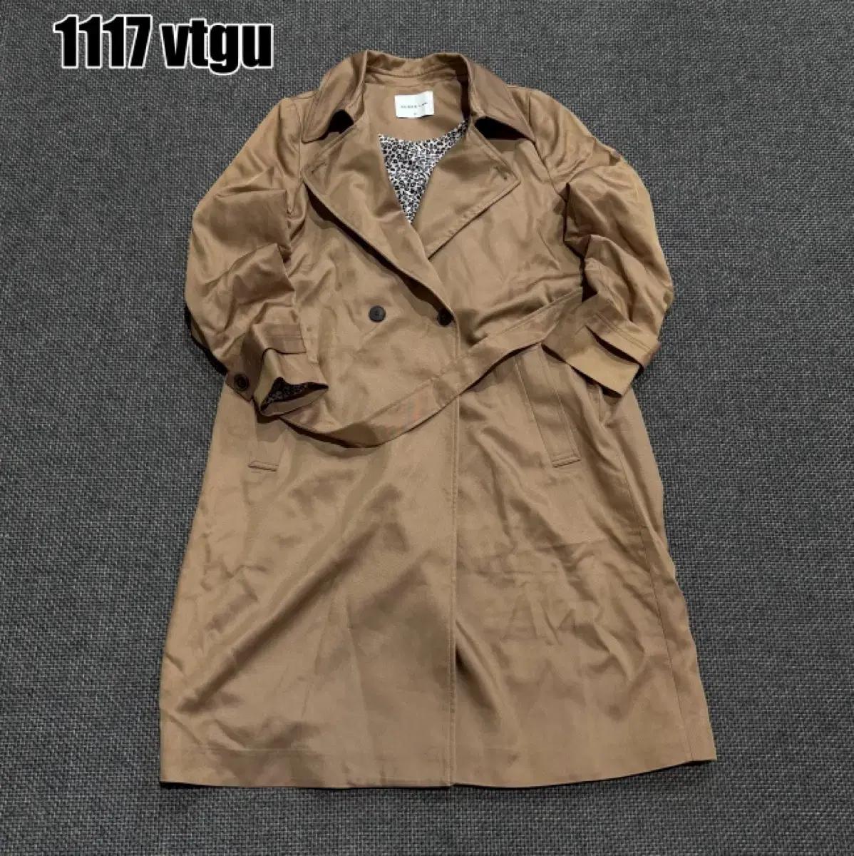 브라운 롱 트렌치 코트M 1117