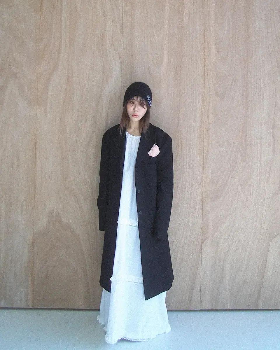 김프티 오버사이즈 싱글 울 롱코트