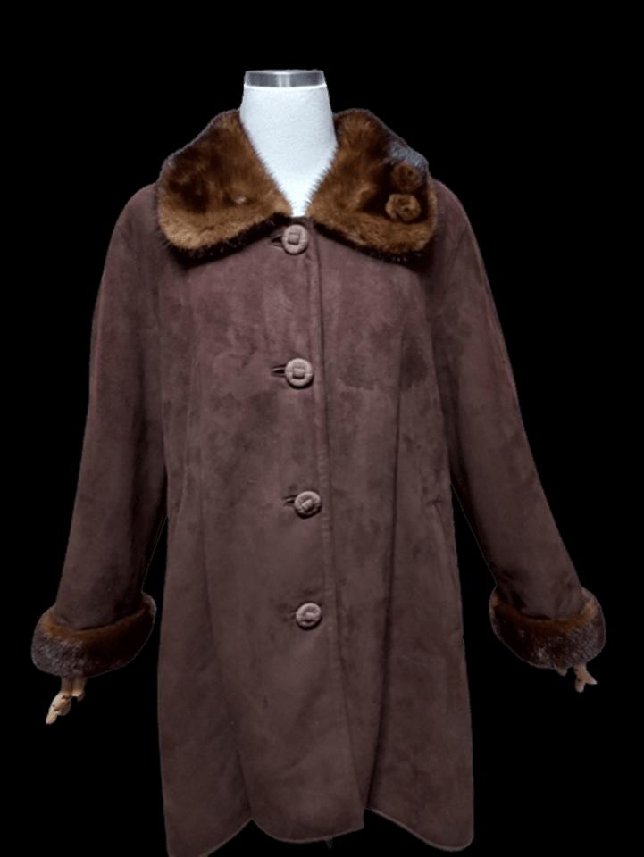 앰비션AMBITION 정품 밍크퍼 레더가죽 여성 겨울무스탕코트94-100