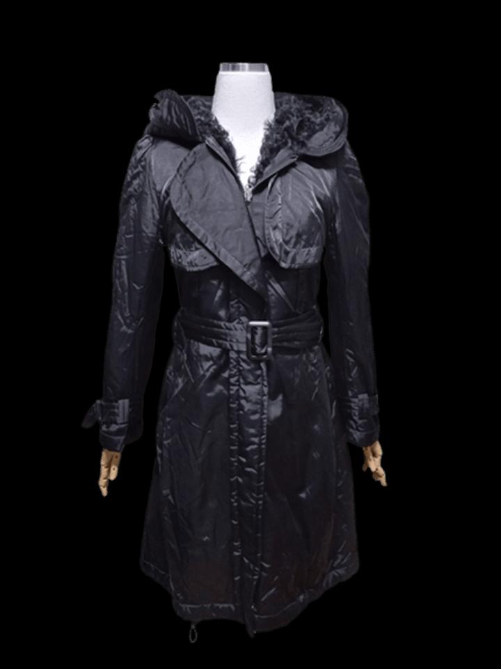 오즈세컨O2ND 램퍼배색 정품 여성 벨트드 겨울여자후드패딩코트85-96