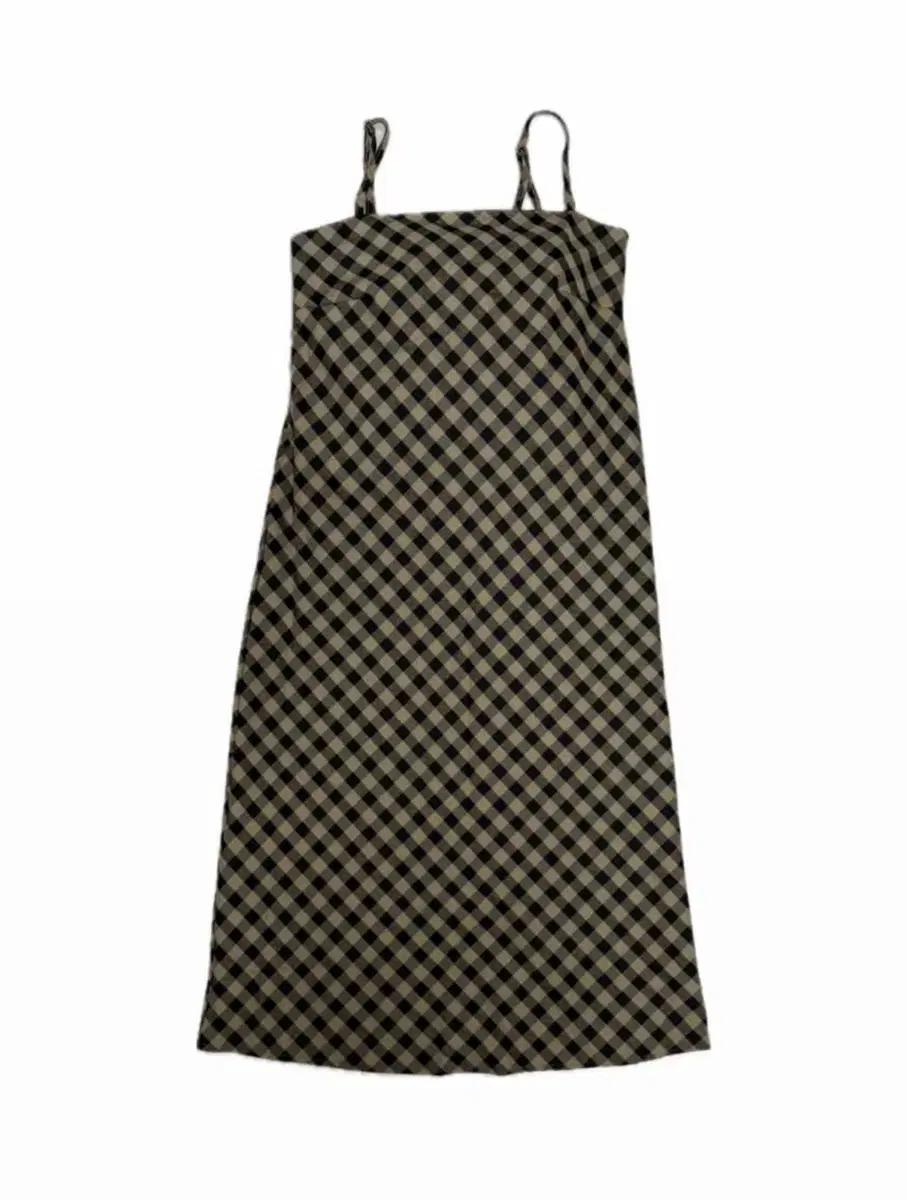 카키색 모리걸  깅엄 체크 롱 원피스