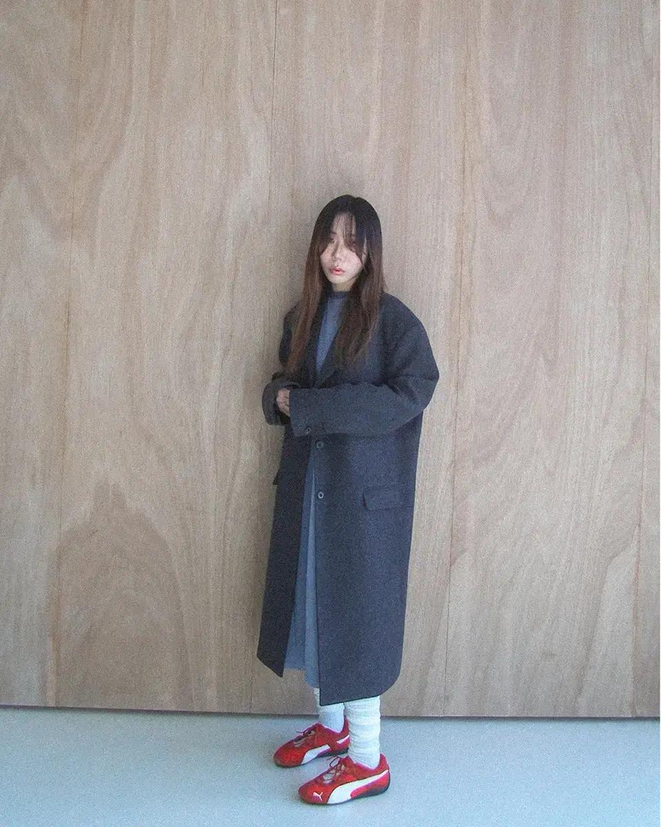 김프티 오버사이즈 울 롱코트(그레이)