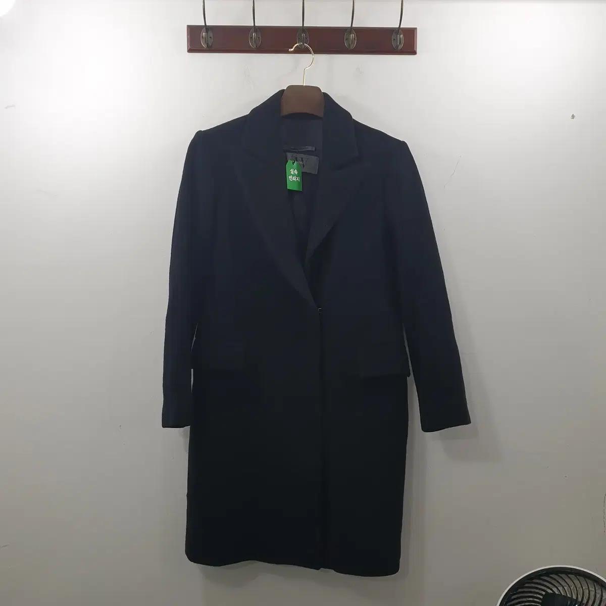 S 베라왕 여성 블랙 캐주얼 겨울 캐시미어 코트 미디자켓