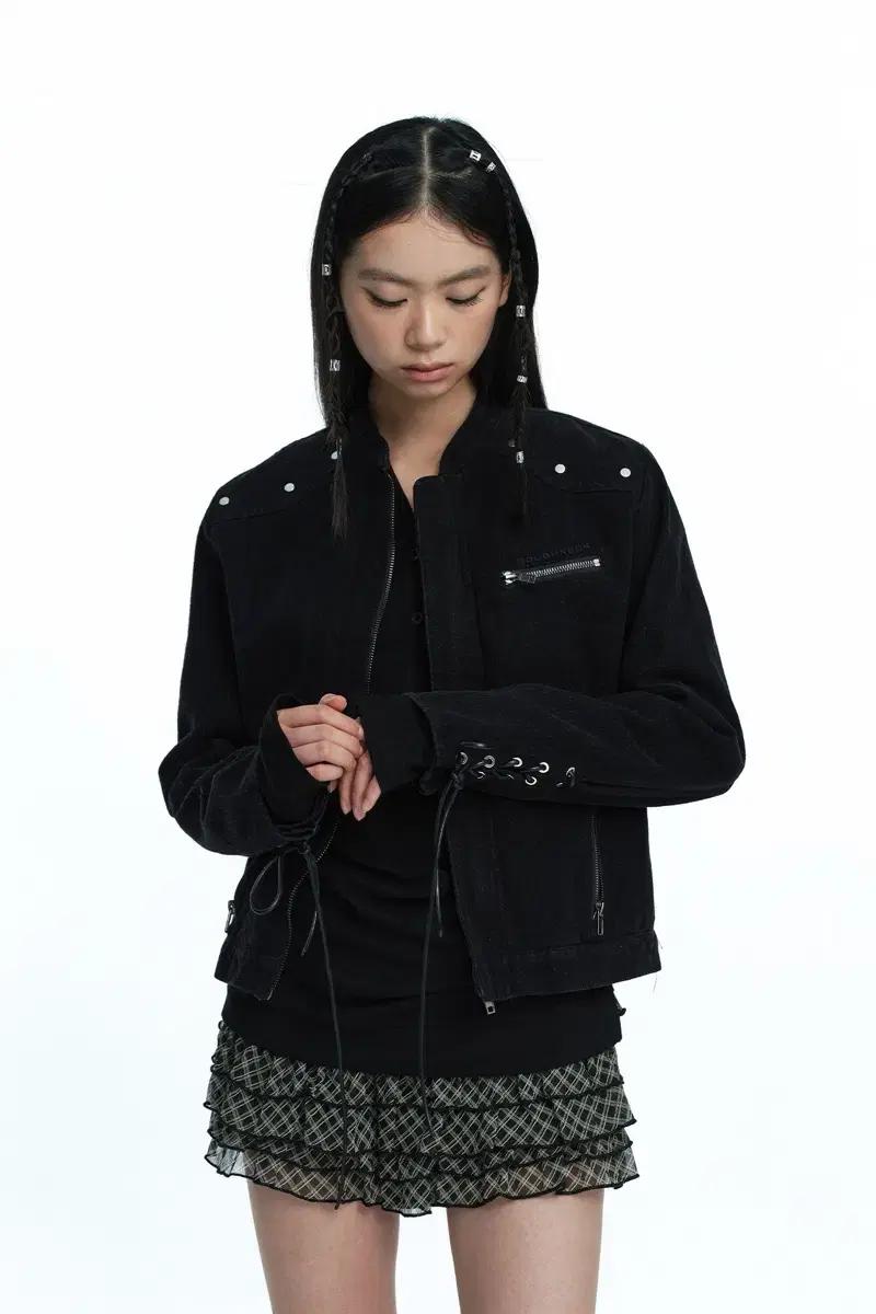 러프넥 빈티지 데님 라이더 자켓