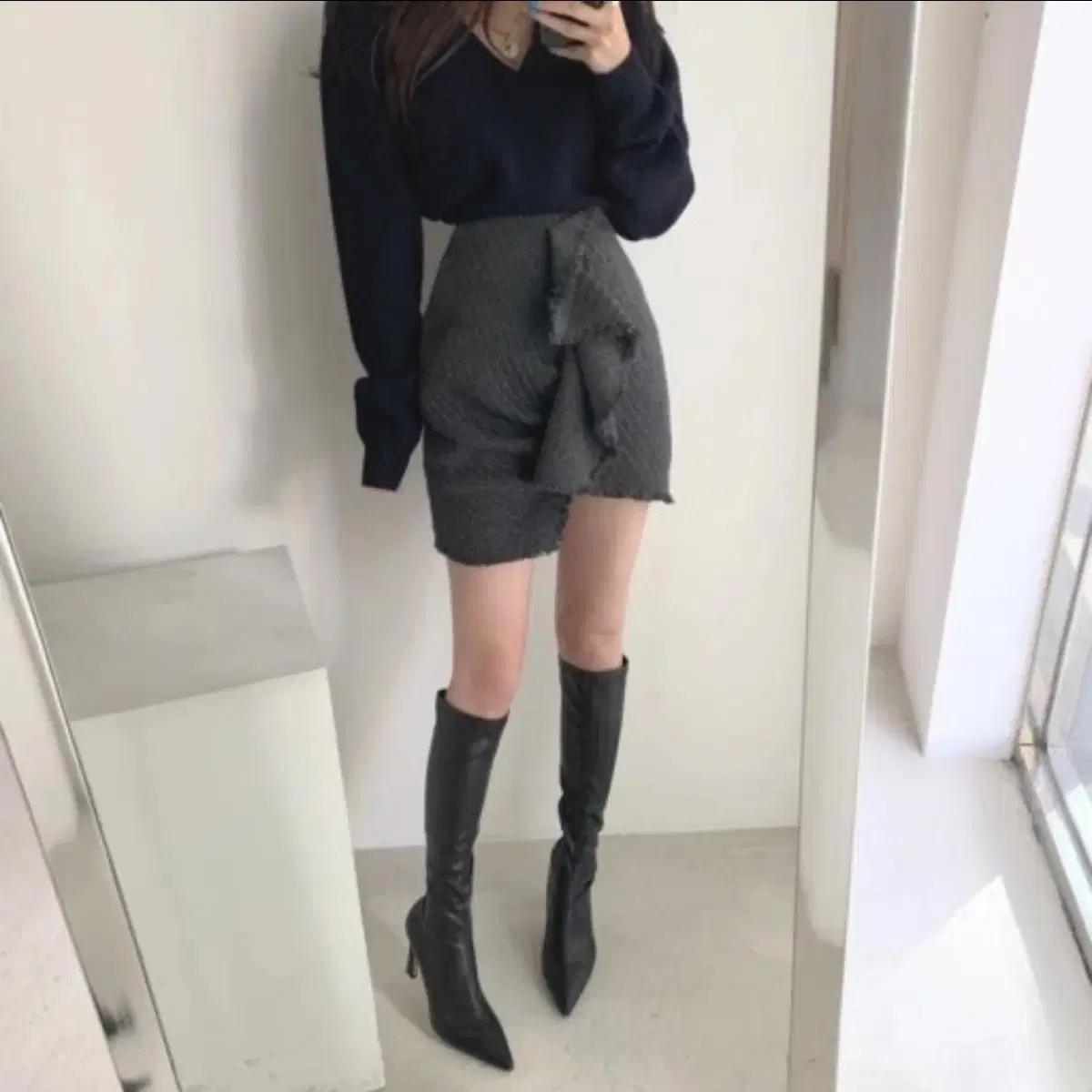 오브제스트 레더 롱부츠 225