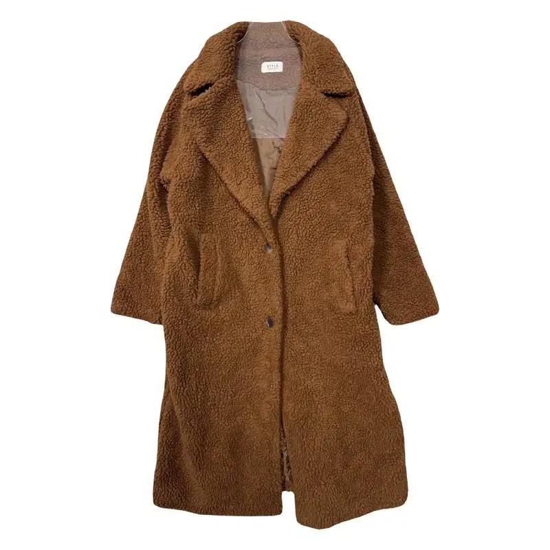 여성 캐주얼 뽀글이 후리스 브라운 코트 F