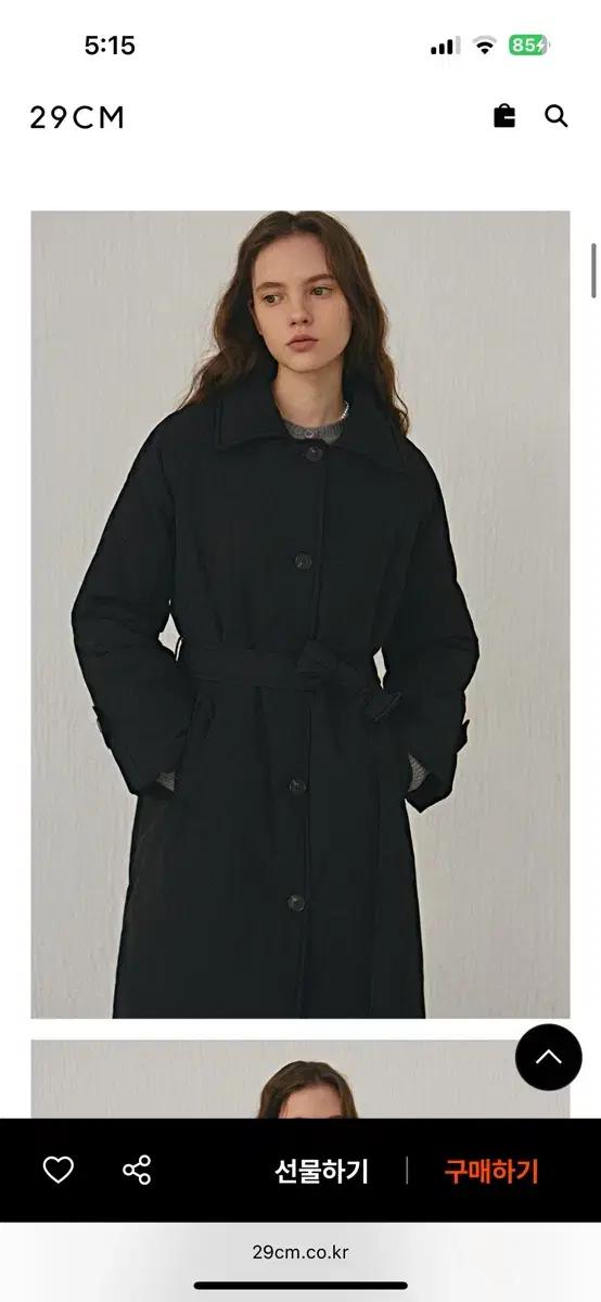 새제품/ 얀13 패딩 코트 트렌치 나그랑 블랙 코트