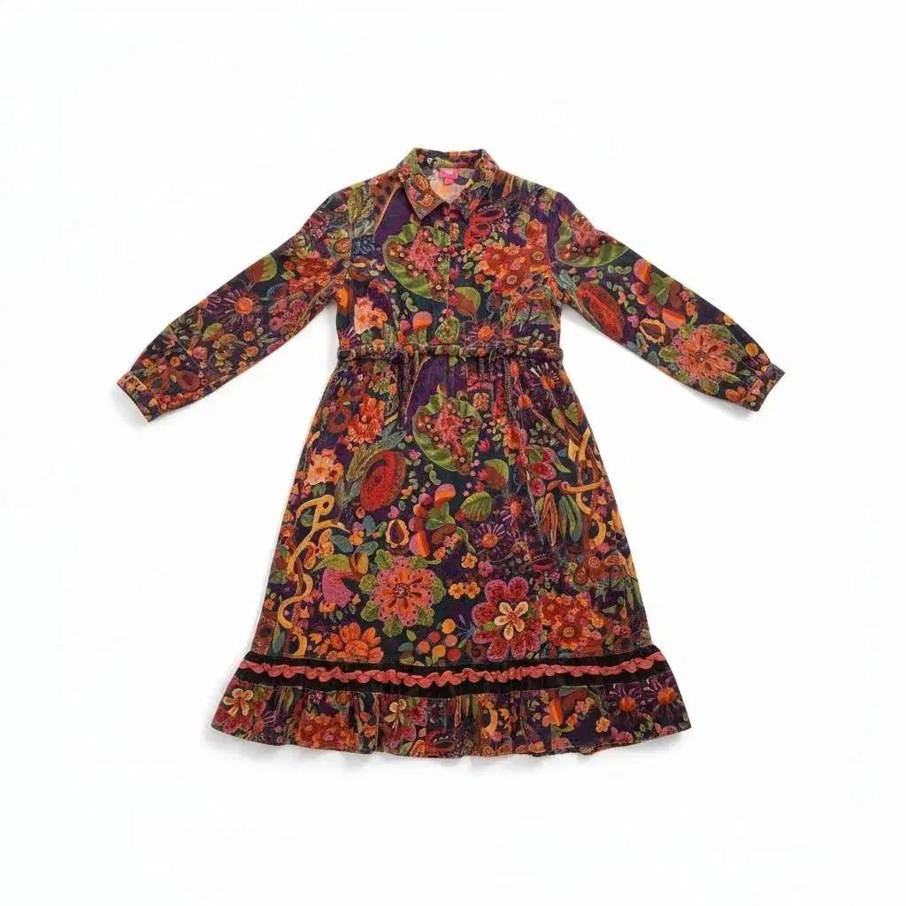 오일릴리 벨벳 빈티지 플라워 롱 원피스