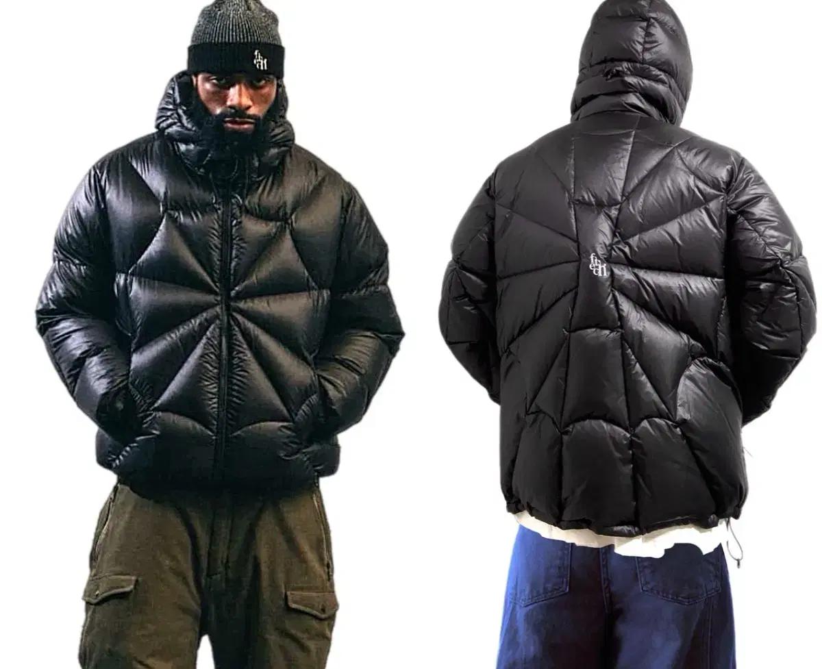 fetch 스파이더웹 무늬 방수 구스다운 푸퍼자켓