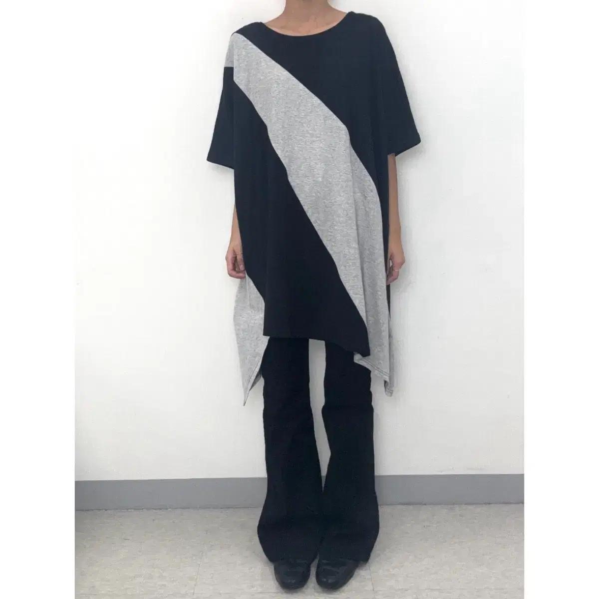 일본빈티지 레이어드 반팔 미디원피스 롱원피스 이너 블랙