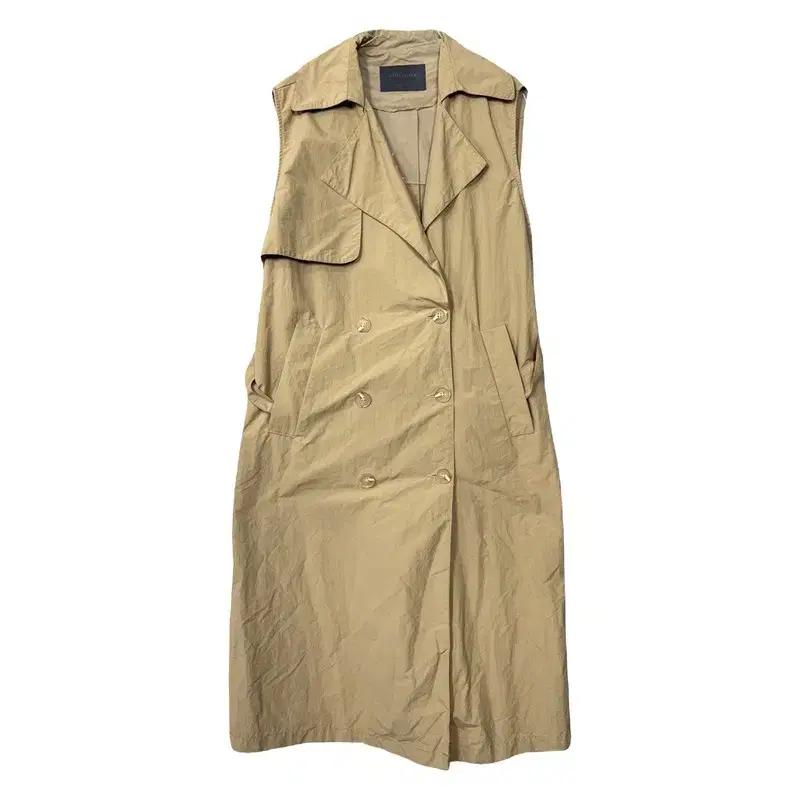 여성 클래식 베이지 민소매 벨티드 트렌치 코트 FREE