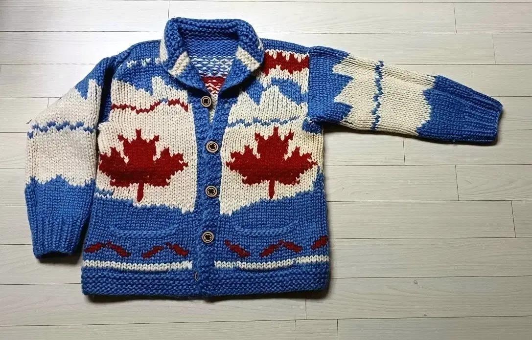 캐나다 코위찬 핸드 니트 울 아우터 빈티지