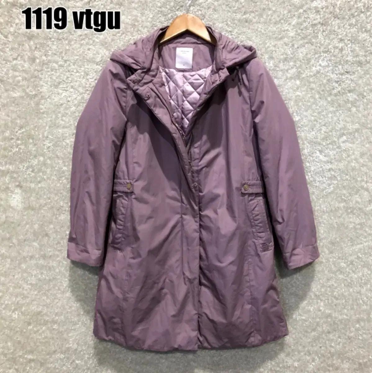 SYSTEM 여성 후드 롱 코트 퍼플 m