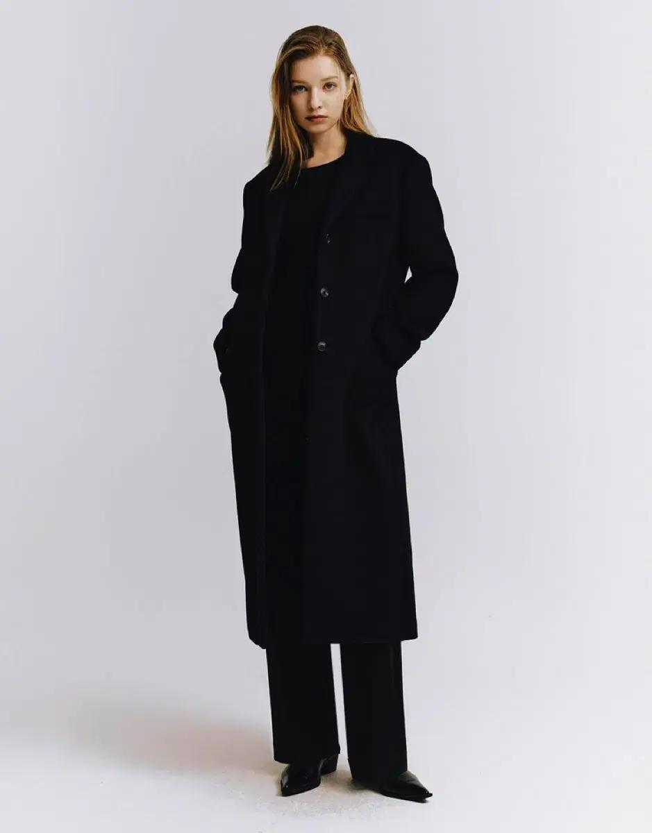 지오다노 한소희 여자 울 싱글 롱코트