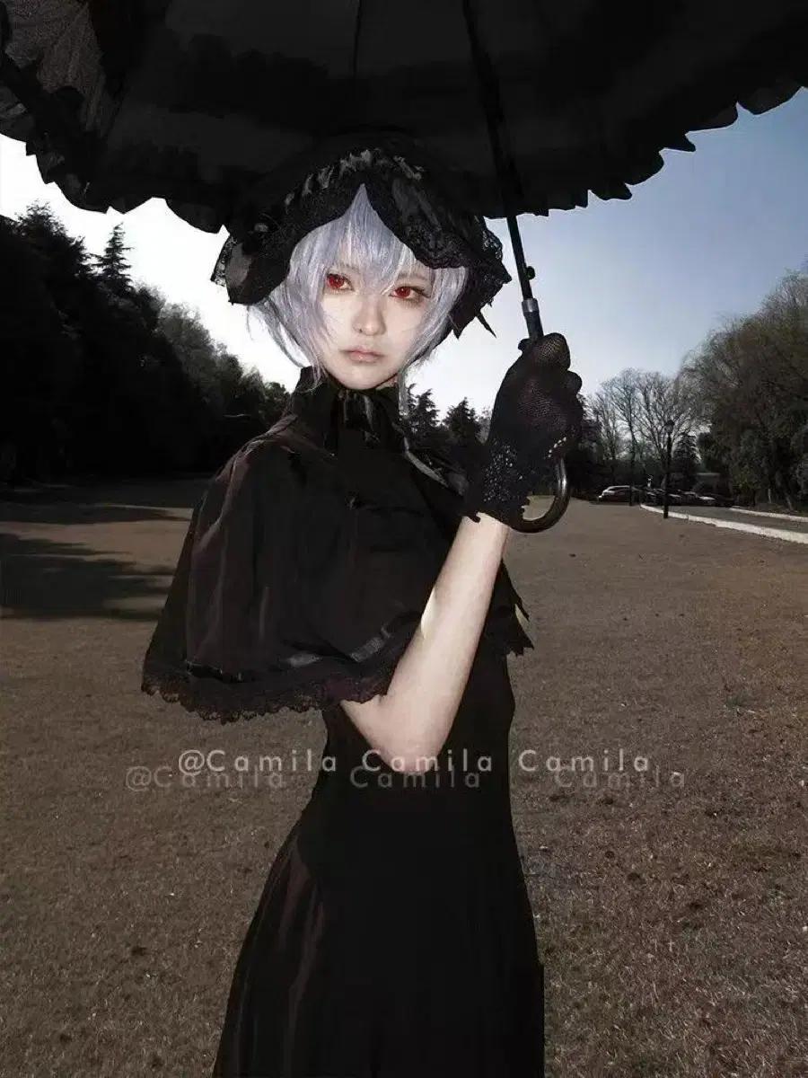 고딕 레트로 망토 롱 원피스