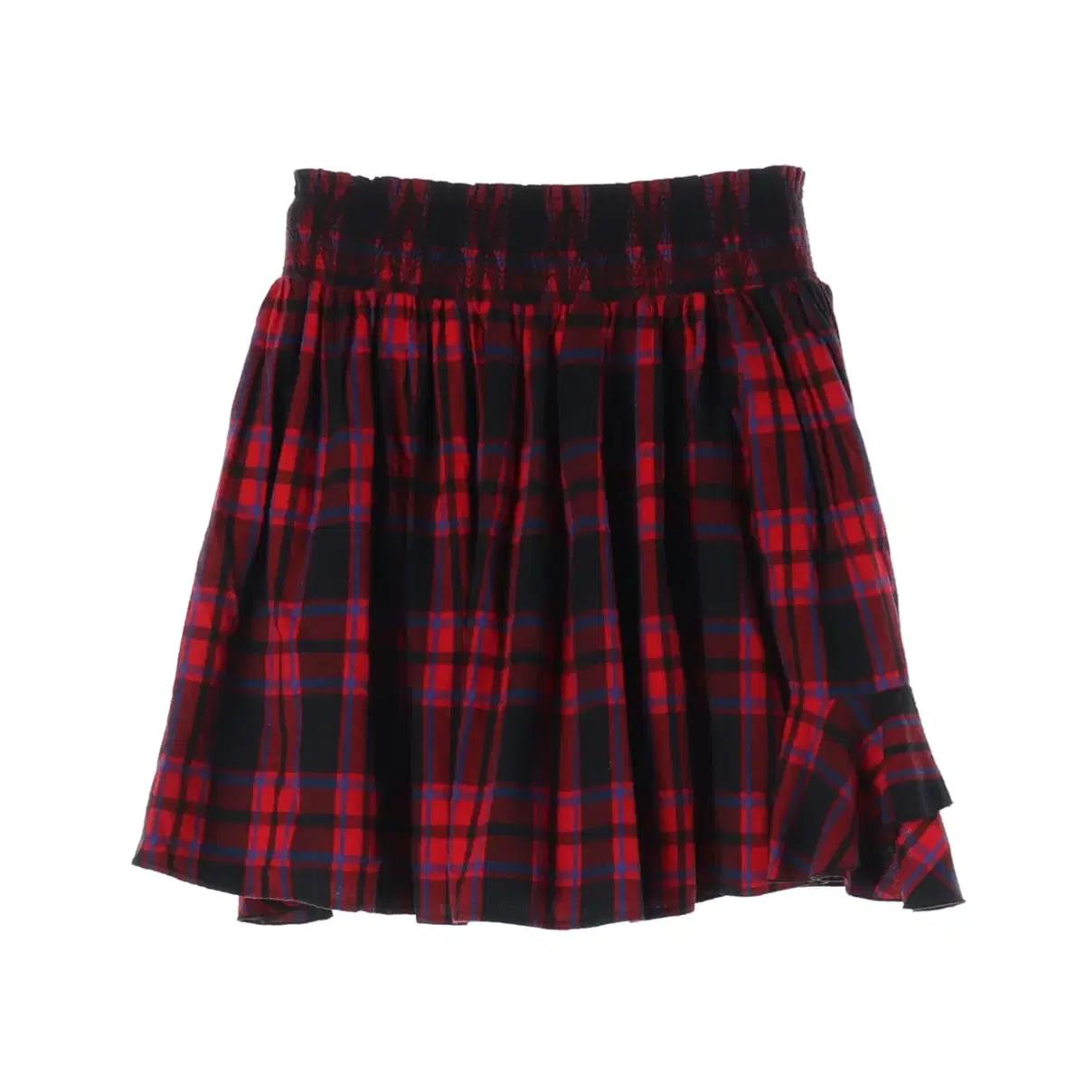마쥬 체크 러플 밴딩 미니 스커트 치마 레드