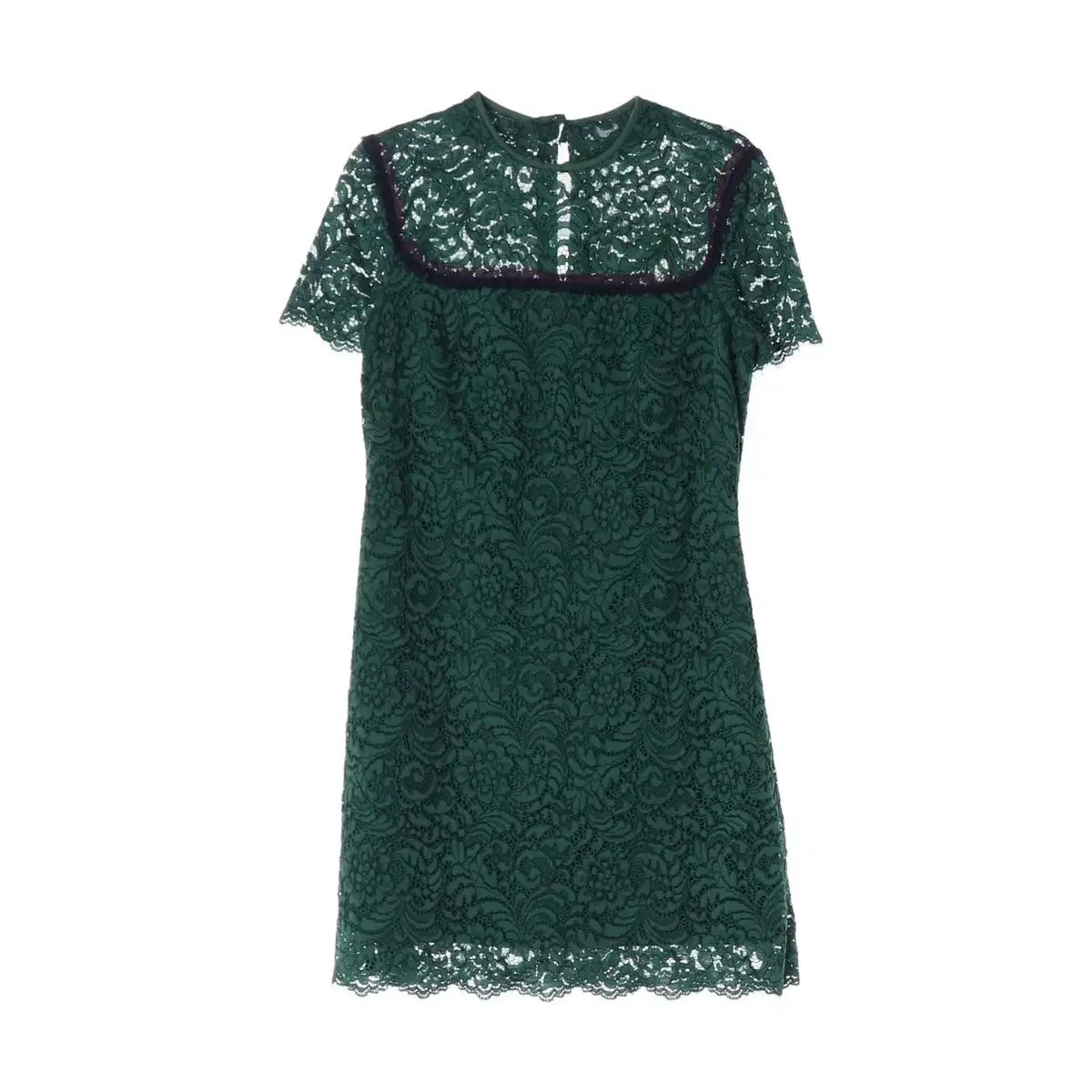 산드로 그린 플로럴 레이스 반팔 미니 드레스 원피스 그린