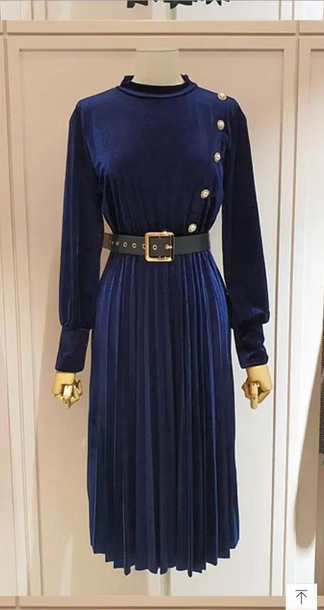 최종가격 사틴 SATIN 벨벳 플리츠 원피스 + 벨트