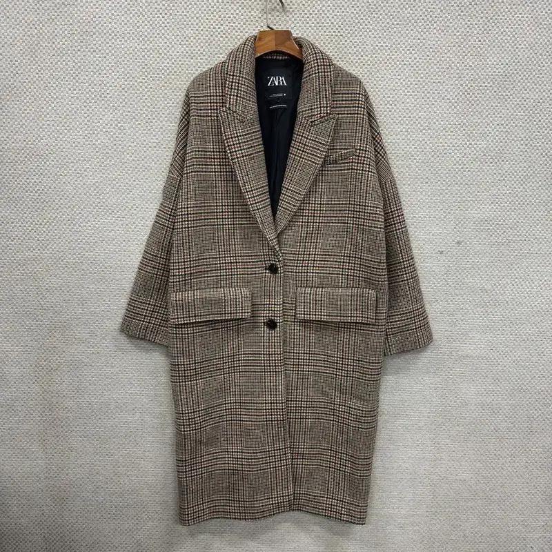 자라 ZARA 캐주얼 모직 오버핏 롱 코트 자켓 S A01413