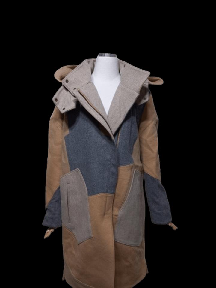 시스템 캐시미어 정품 양모 멀티컬러 여성 겨울 여자후드모직코트자켓82