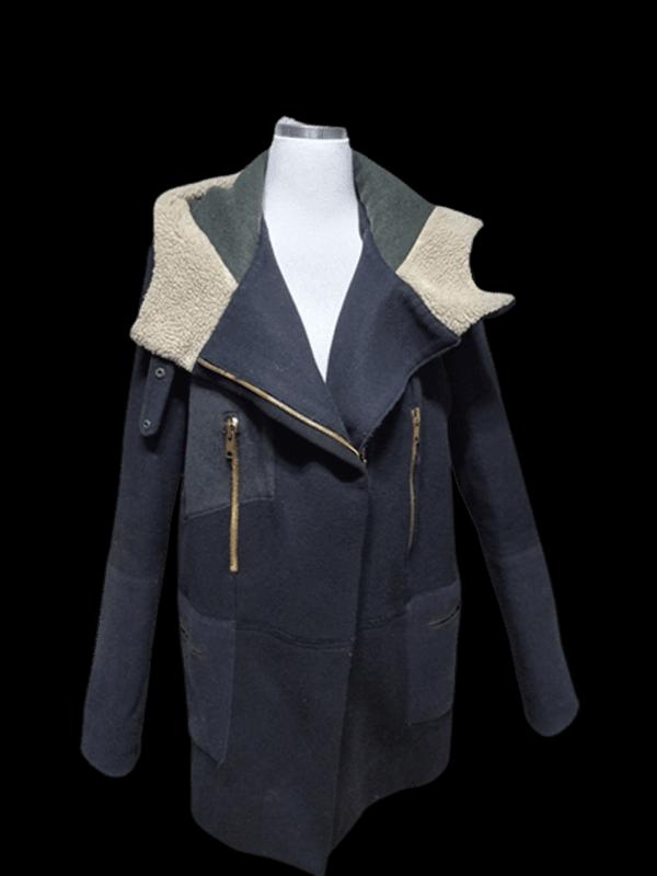 시스템 캐시미어 정품 배색 여성 겨울 여자후드모직코트자켓82-94